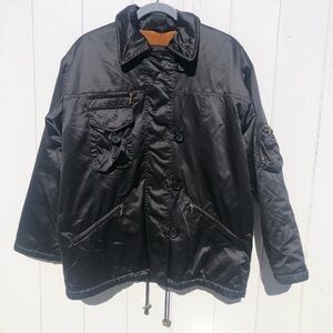 Vtg Bogner Black Satin Look Winter Jacket Water Resistant